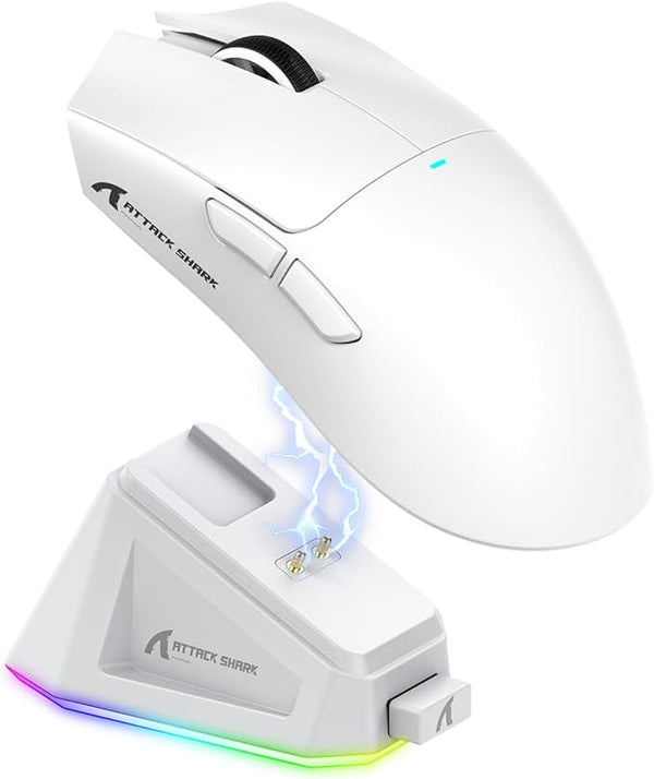 ATTACK SHARK X11 Gaming Mouse with Magnetic Charging Dock, PixArt PAW3311 Gaming Sensor, BT/2.4G Wireless/Wired Gaming Mouse, 22000DPI, Office Mice Gamer Mice for Win11/Xbox/PS/Mac(White)
